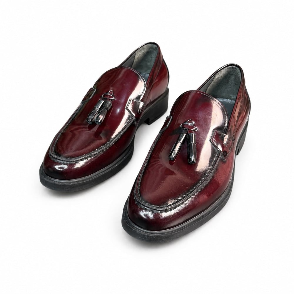 HAKİKİ DERİ RUGAN PÜSKÜLLÜ LOAFER BORDO ERKEK KLASİK AYAKKABI M4739