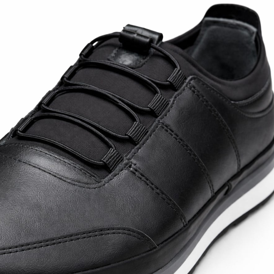 HAKİKİ DERİ ORTOPEDİK SİYAH AKILLI BAĞCIKLI ERKEK CASUAL SPOR AYAKKABI M4688