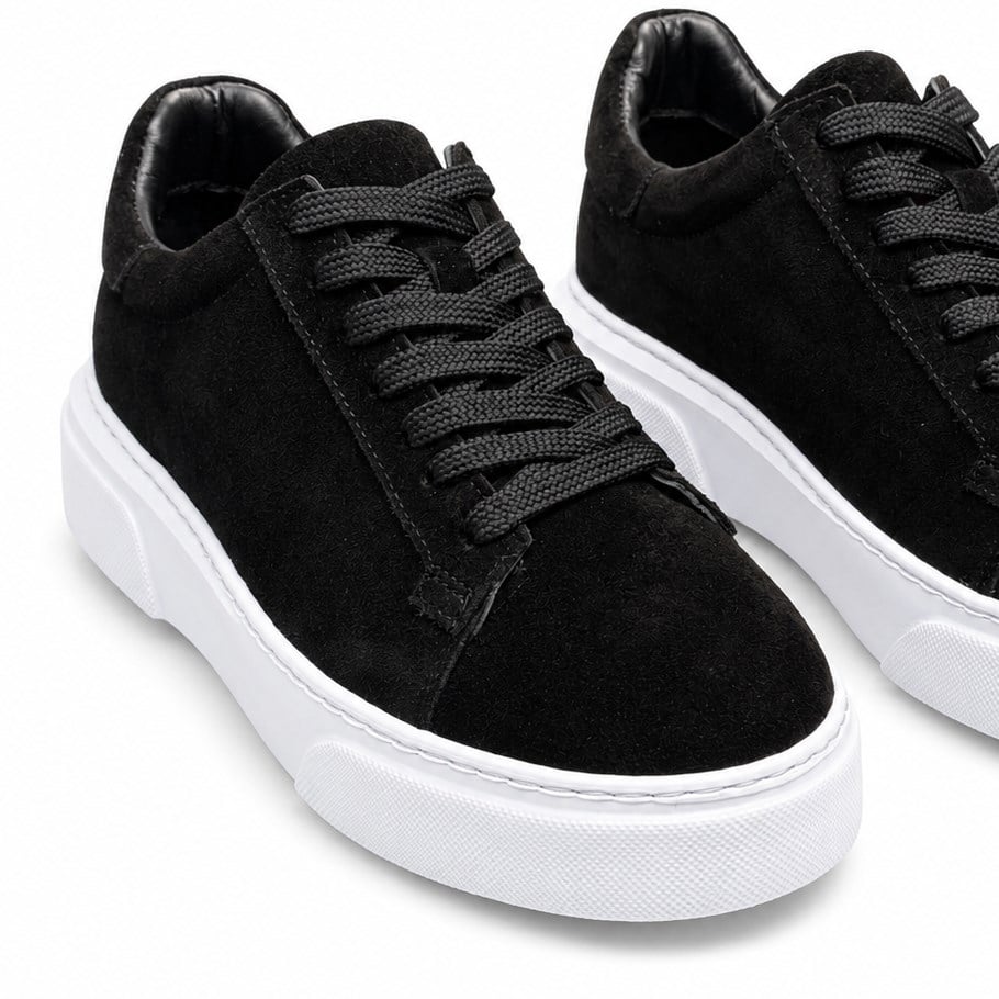 HAKİKİ NUBUK DERİ SİYAH ERKEK SNEAKER M4754