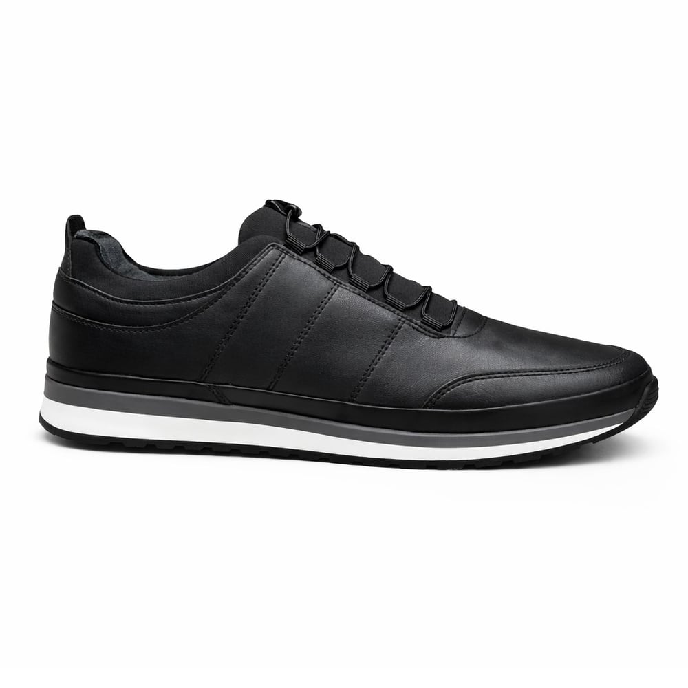HAKİKİ DERİ ORTOPEDİK SİYAH AKILLI BAĞCIKLI ERKEK CASUAL SPOR AYAKKABI M4688