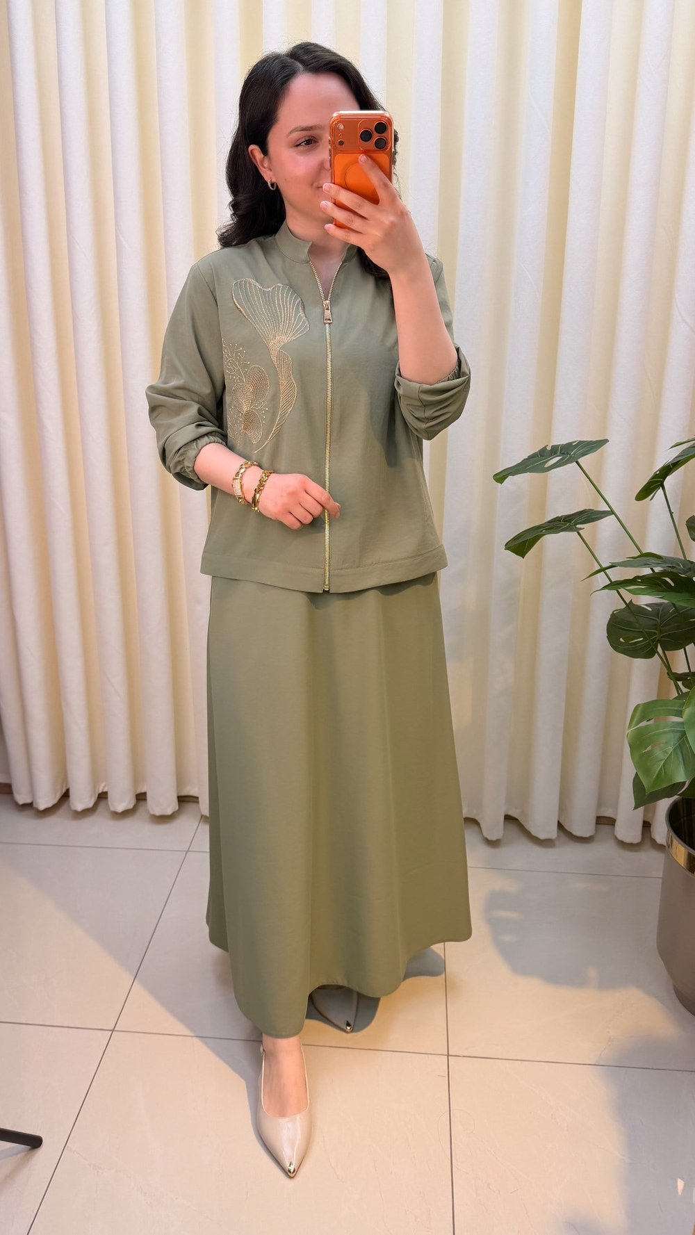 LİSA NAKIŞLI ETEKLİ TAKIM 7214 YEŞİL
