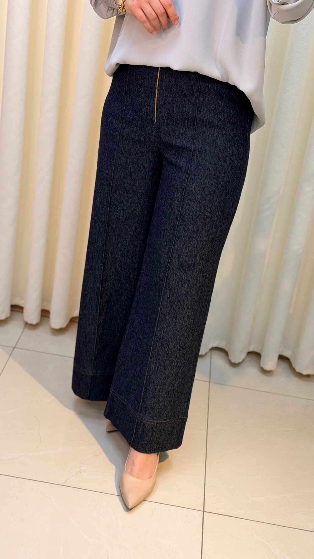 SENTEZ ARİA ÖNDEN FERMUARLI KAT PANT 5670 BLUE
