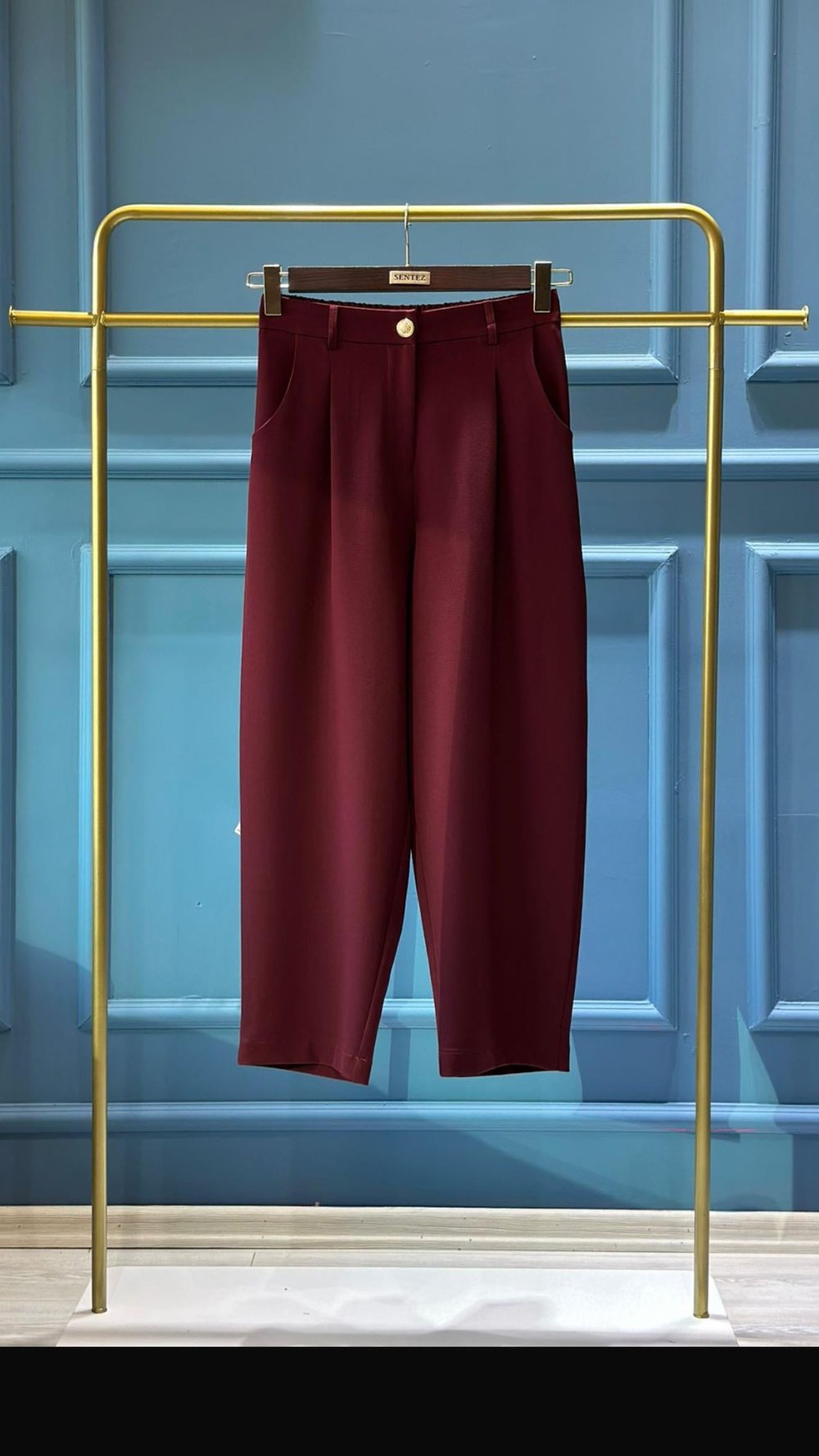 SENTEZ ROMA ARKASI LASTİKLİ PİLELİ PANT. BORDO 
