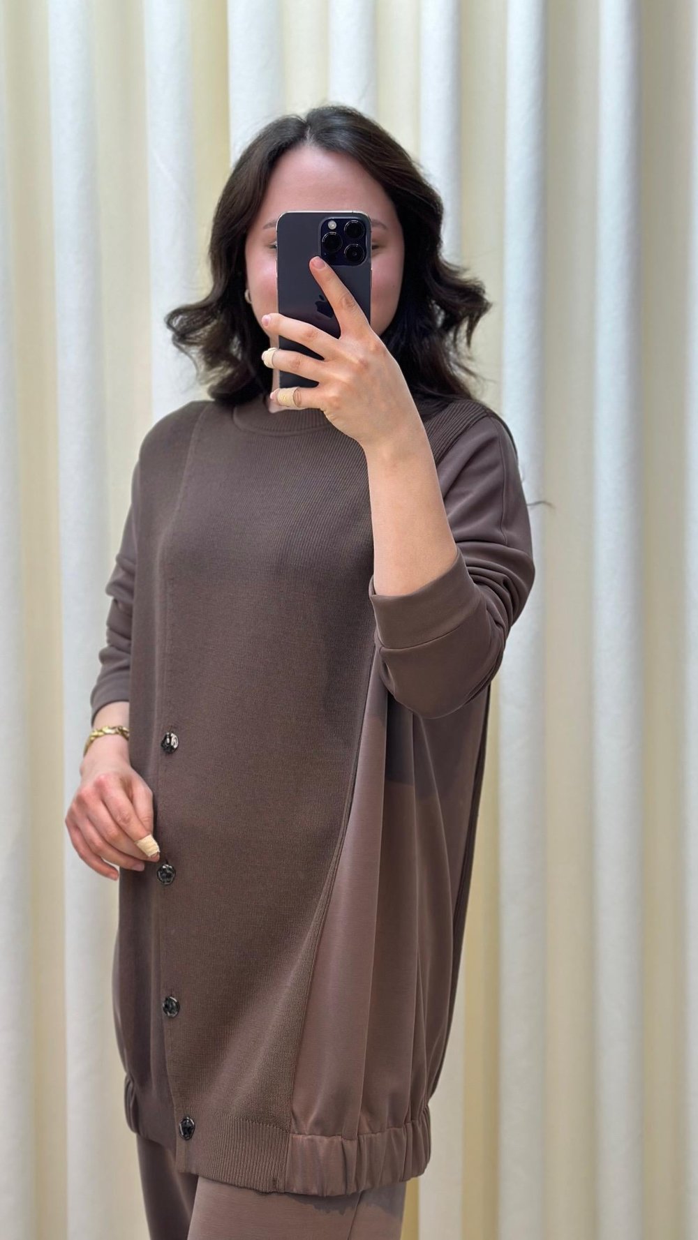 TIĞ TRİKO KOMBİNLİ TUNİK PANTALON TAKIM KAHVE 5041 