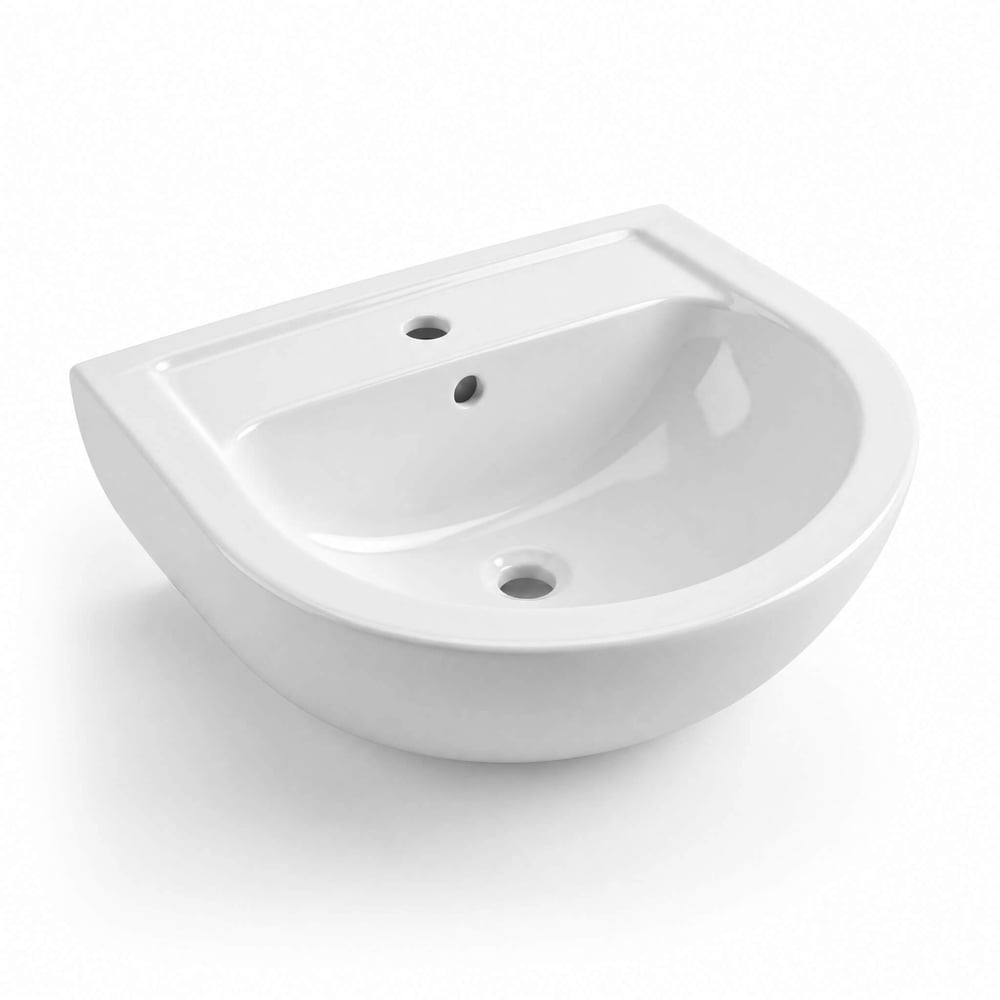 Alvit 40x50 cm Lavabo – Batarya Delikli – Duvara Asma – Tam ve Yarım Ayak Uyumlu – Parlak Beyaz | 70EF20050