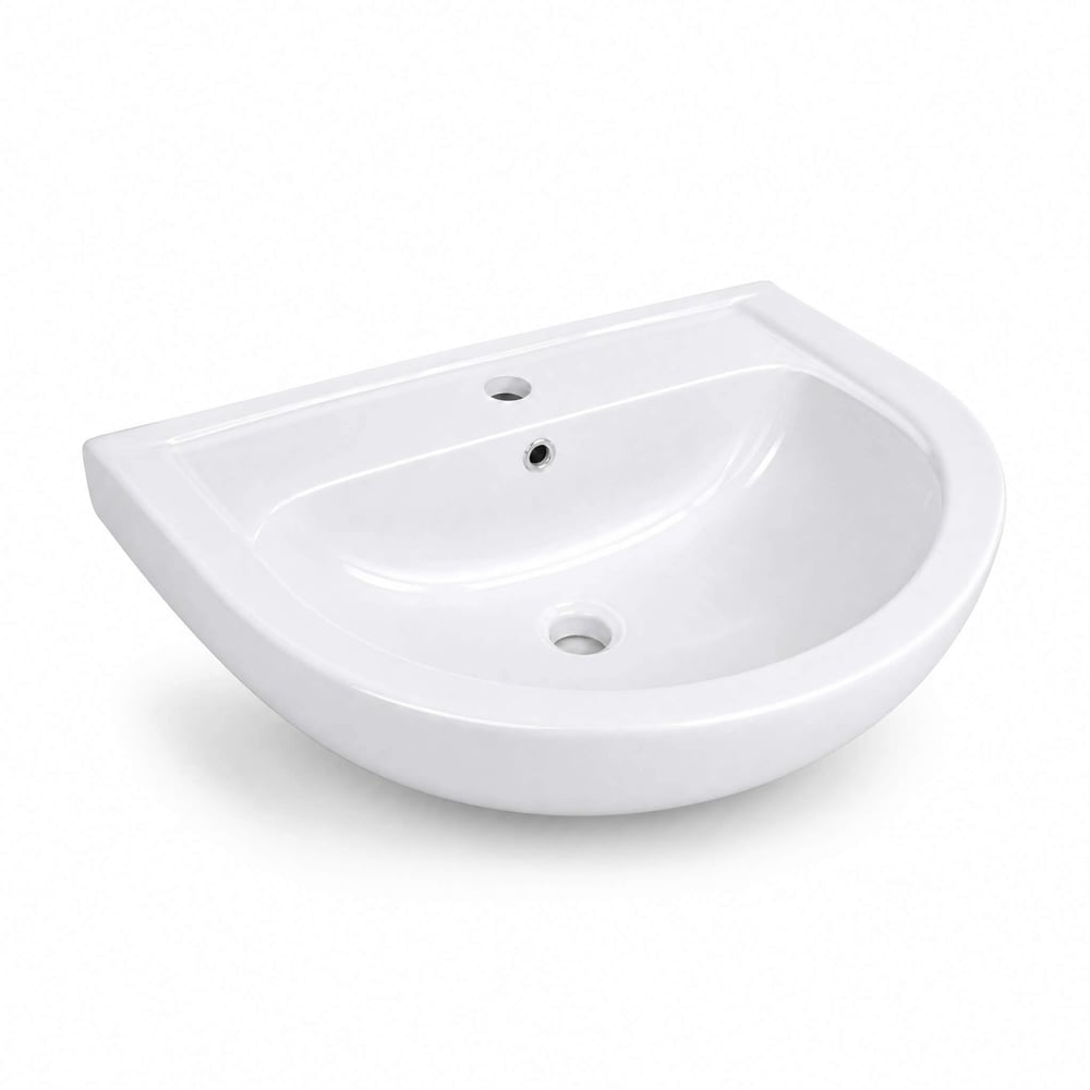 Alvit 45x55 cm Lavabo – Batarya Delikli – Duvara Asma – Tam ve Yarım Ayak Uyumlu – Parlak Beyaz | 70SF20055