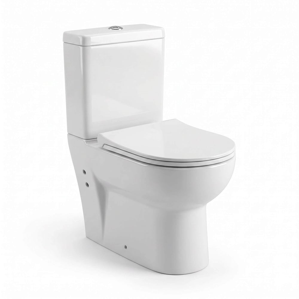 Alvit Safran Duvara Sıfır Klozet Seti 63 cm – Alttan/Arkadan Çıkışlı – Rezervuar + Kapak Dahil – Parlak Beyaz | QRS.36.04.03.03