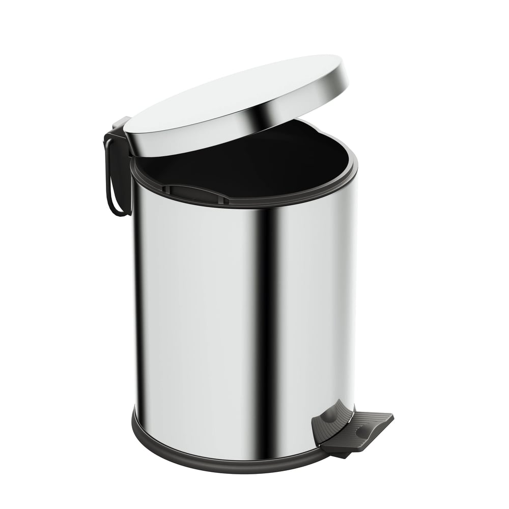 Aqua Bagno Basic Çöp Kovası - Pedallı 5 L, Parlak Krom Paslanmaz | 35.99.57.02.01