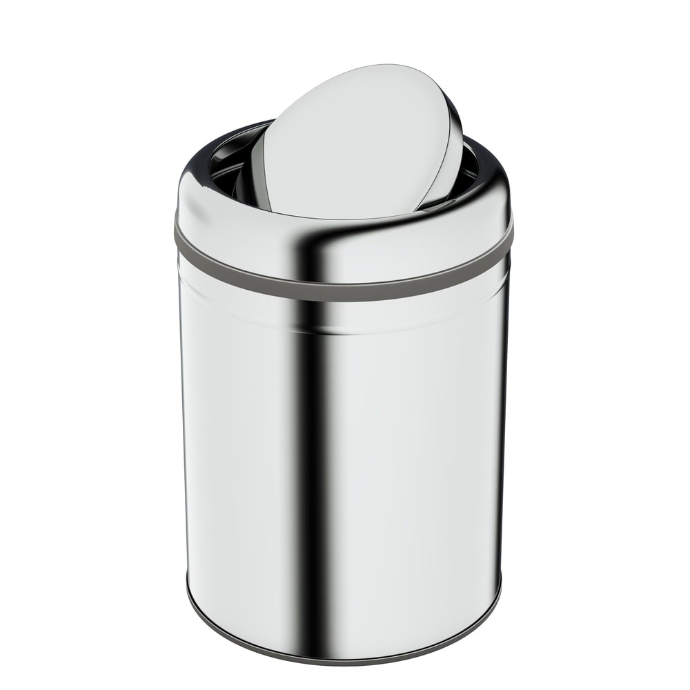 Aqua Bagno Basic Çöp Kovası - Sallanır Kapaklı 8 L, Parlak Krom Paslanmaz | 35.99.57.06.01