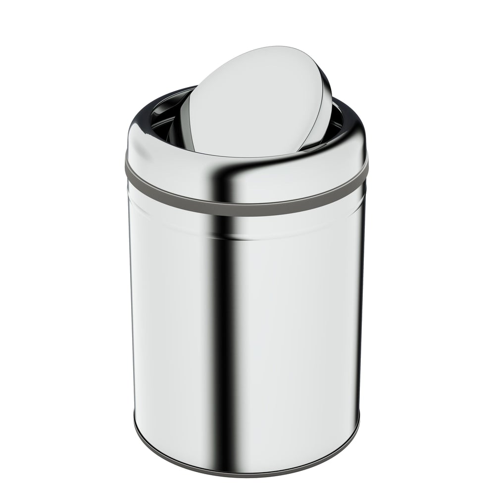 Aqua Bagno Basic Çöp Kovası - Sallanır Kapaklı 8 L, Parlak Krom Paslanmaz | 35.99.57.06.01