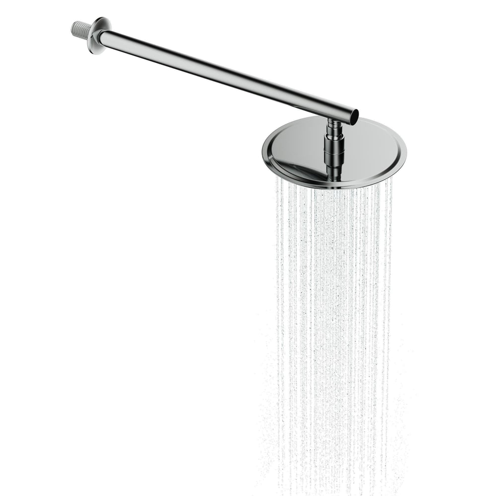 Aqua Bagno Largo Tepe Duşu 20x20 cm, Duvardan Duş Kolu 42,5 cm Paslanmaz Krom - 2 Parça Set | 30.30.77.01.03