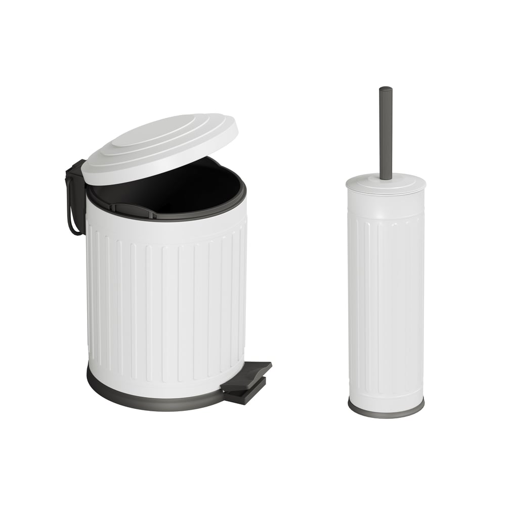 Aqua Bagno Midas  Klozet Fırçası + Çöp Kovası 5 lt -2 Parça Set, Mat Beyaz | 35.22.89.01.04