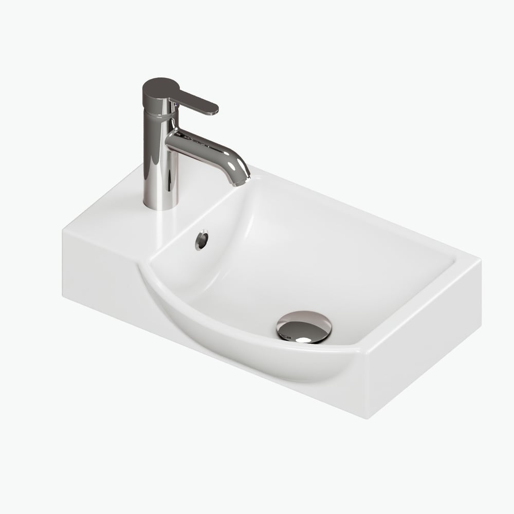 Aqua Bagno Minizia Lavabo Beyaz 45x32x10 cm – Soldan Delikli, Taşma Delikli, 10 Yıl Garantili 