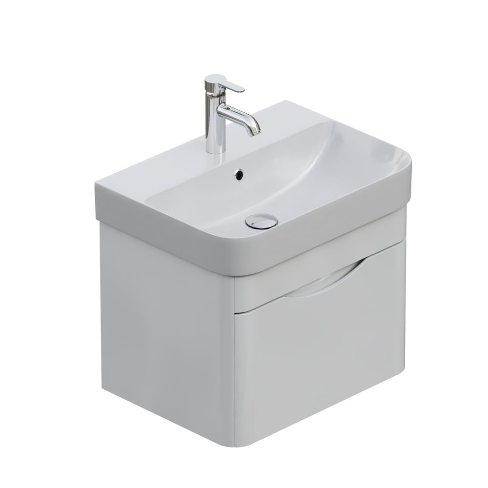 Aqua Bagno Piccolo 2.0 Alt Dolap 57 cm. Parlak Beyaz -Lavabo dahil