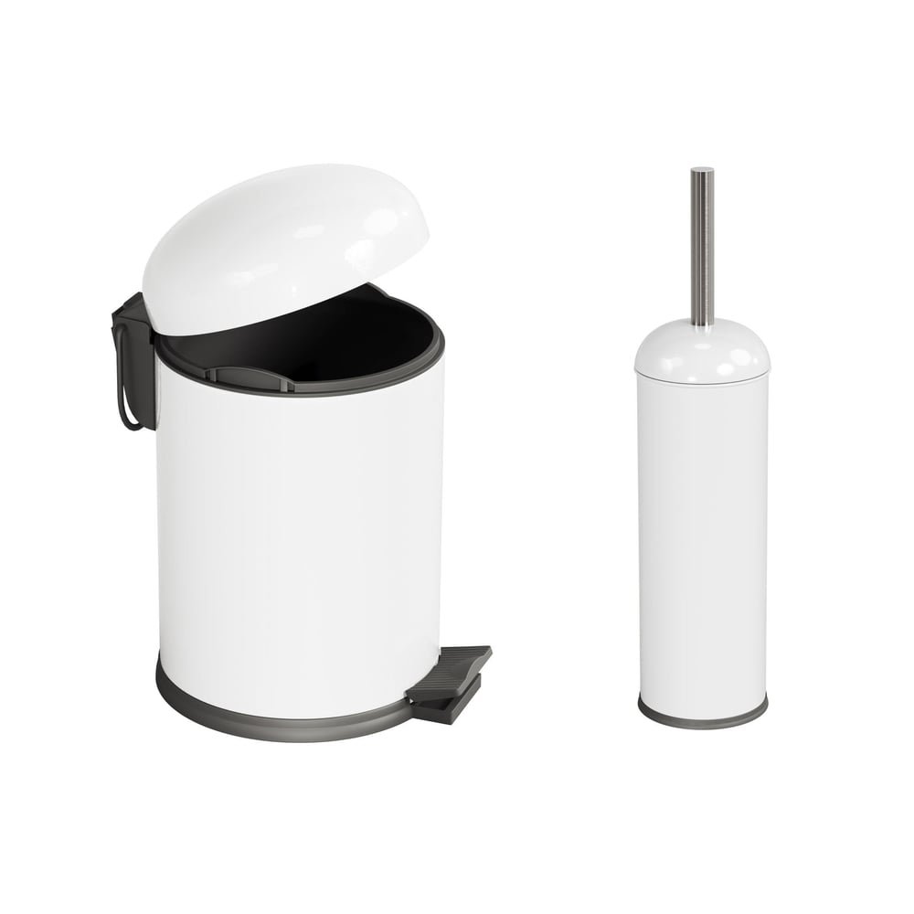 Aqua Bagno Smile  Klozet Fırçası + Çöp Kovası 5 lt -2 Parça Set, Beyaz | 35.20.89.01.04
