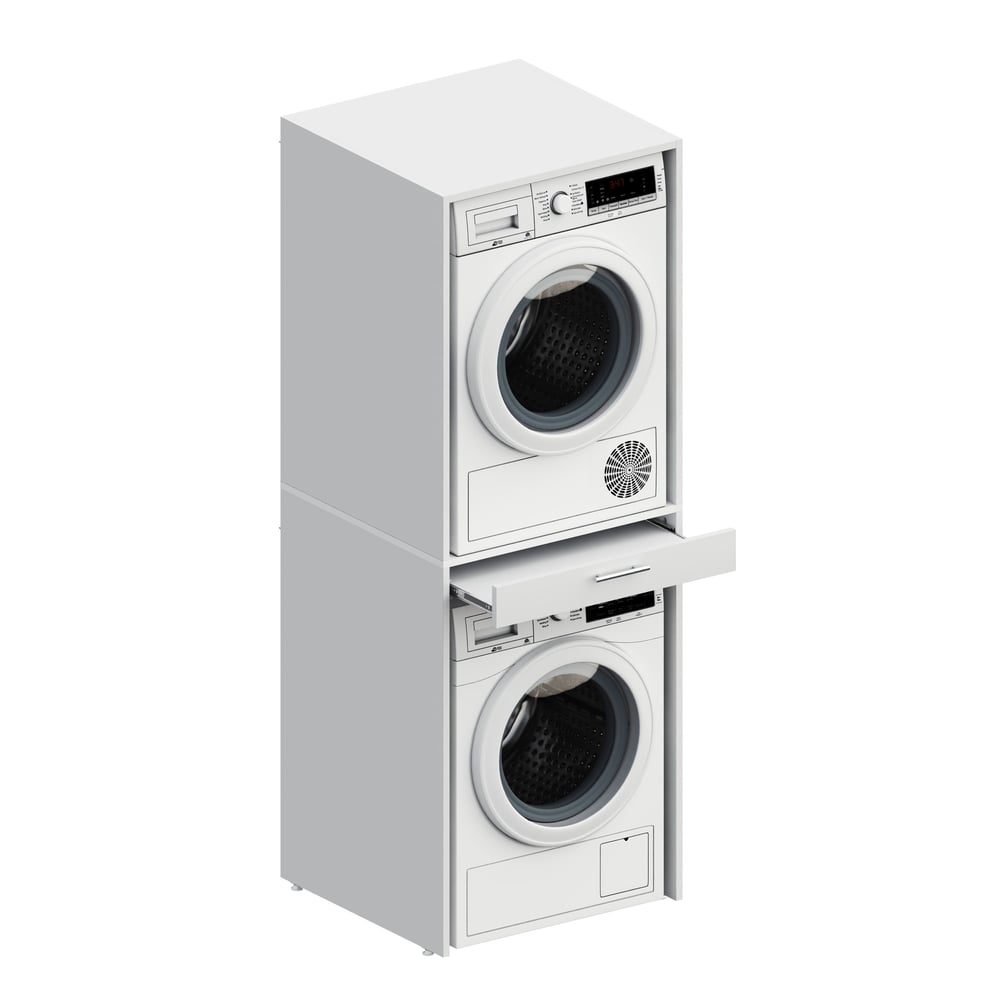 Aqua Bagno Urban Smartbox Çamaşır ve Kurutma Makinesi Dolabı -Çekmeceli-2 Parça-Beyaz | ABS.50.01.01.01
