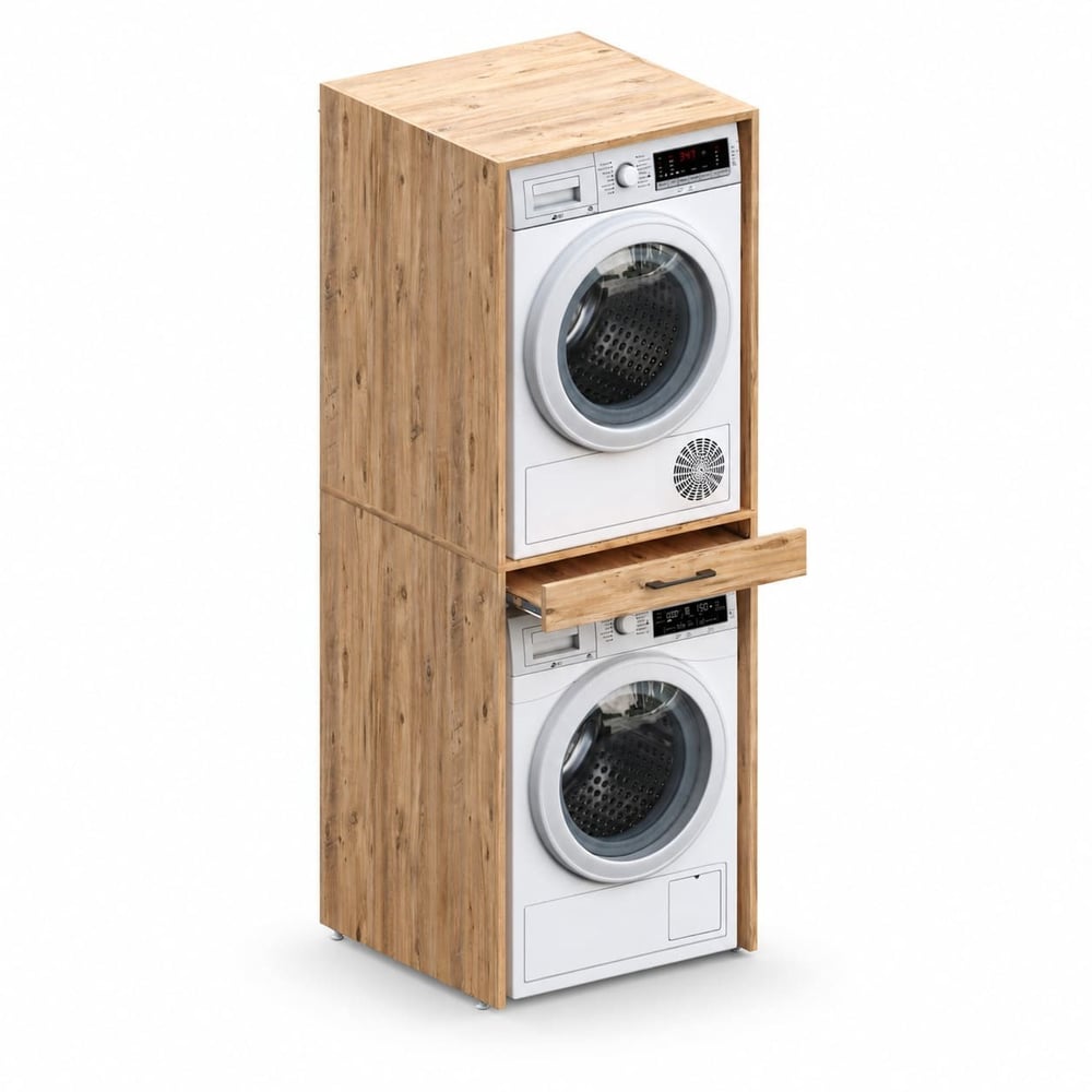 Aqua Bagno Urban Smartbox Çamaşır ve Kurutma Makinesi Dolabı - Çekmeceli, Atlantik  Çam -2 Parça Set | ABS.50.01.04.01