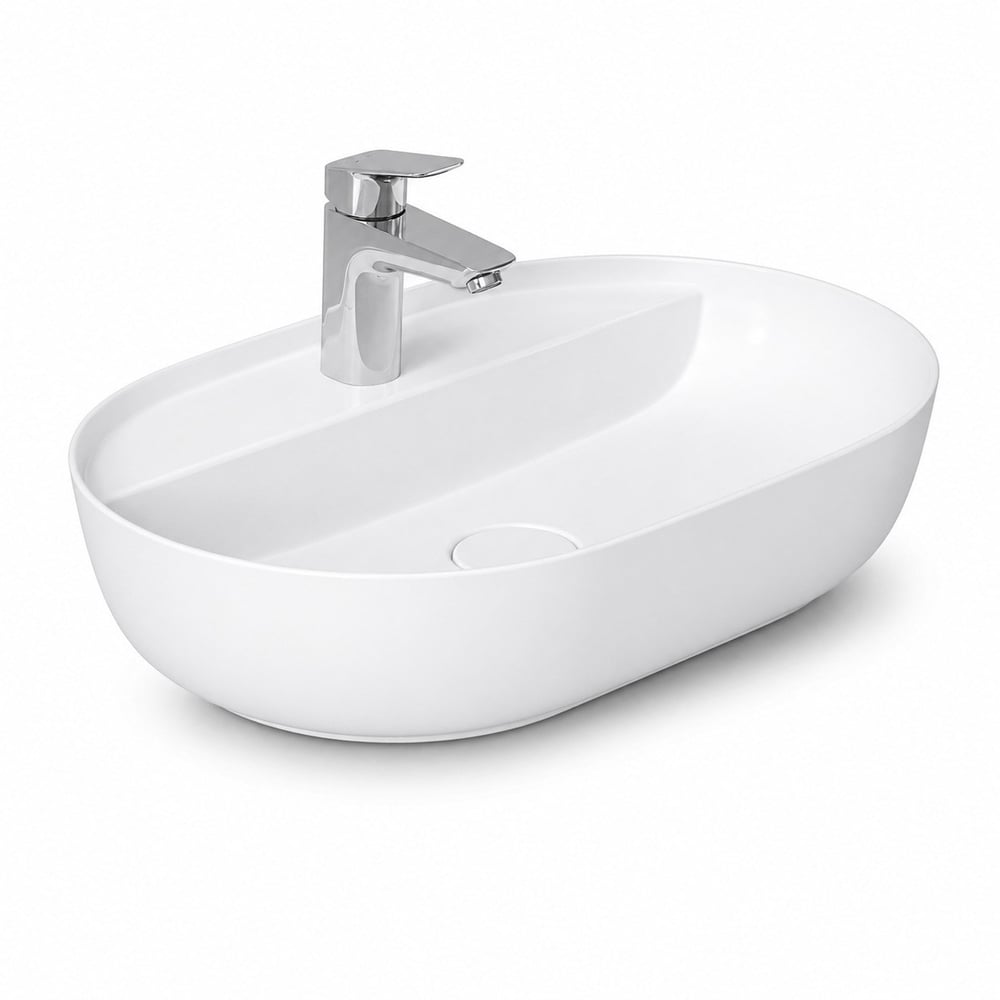 Dura Bagno Dream Çanak Lavabo 60x40 cm, Batarya Delikli, Tezgah Üstü, Beyaz | 5840