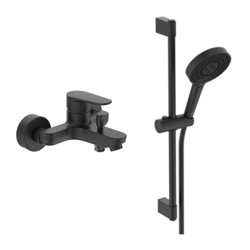 Ideal Standard Cerafine O Banyo Bataryası + Idealrain Duş Seti, 2 Fonksiyonlu,Mat Siyah , 2 Parça BC500XG | BD142XG | IDS.35.02.02.01