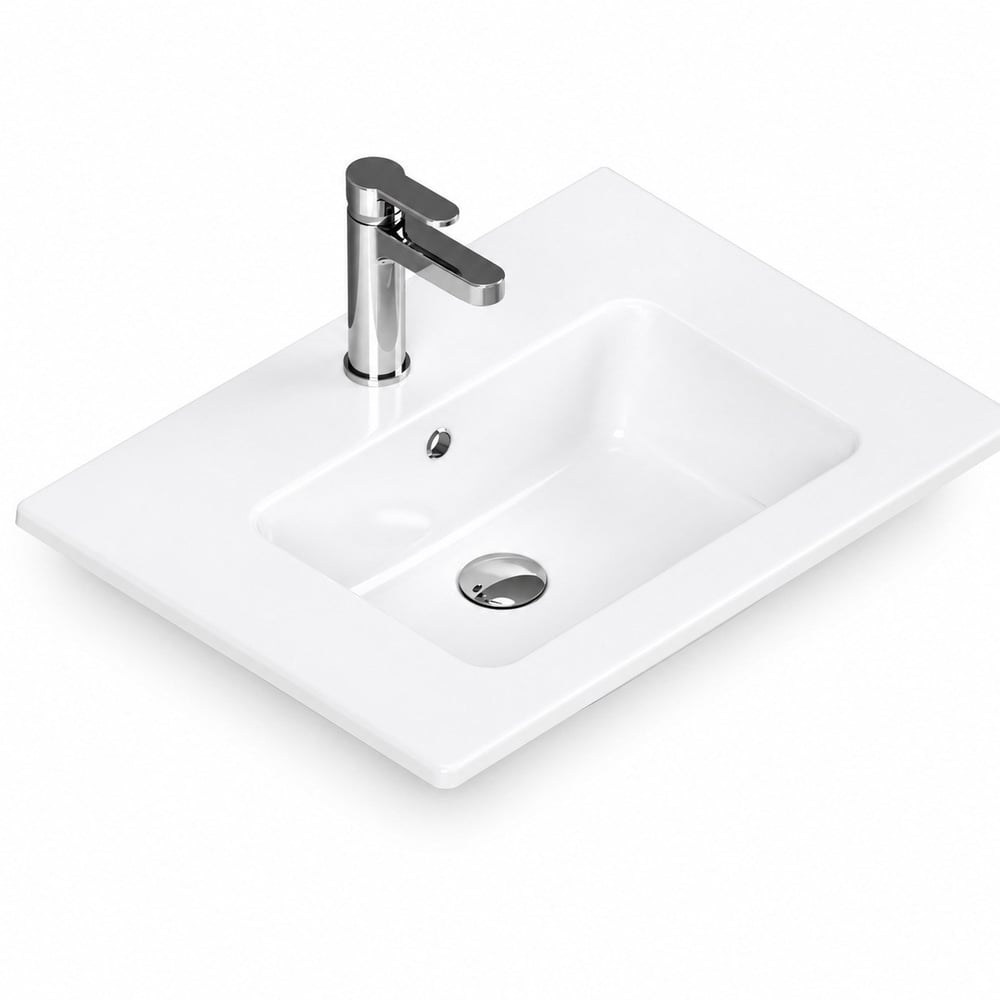 ISVEA Sistema T-Flat Slim İnce Formlu Lavabo 61 X 46,5  cm Beyaz