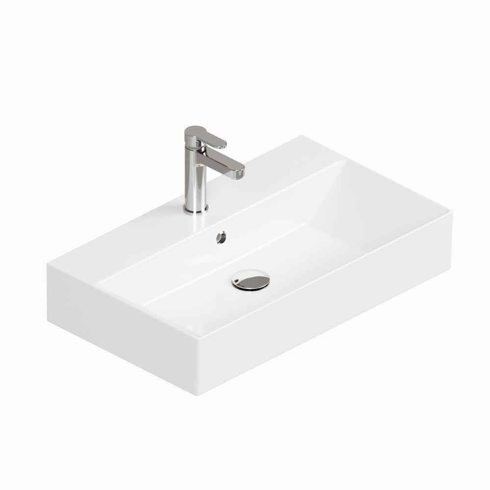 ISVEA Sistema Z Tezgah Üstü Kare Lavabo 70x42 cm Slim Batarya Delikli Beyaz | 10SF50070