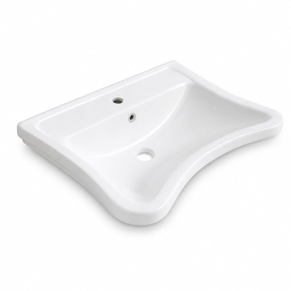 Quarter Bath Engelli Lavabo 50x60 cm – Duvara Asma Seramik Lavabo – Tekerlekli Sandalye Uyumlu – Parlak Beyaz | 70SD20060