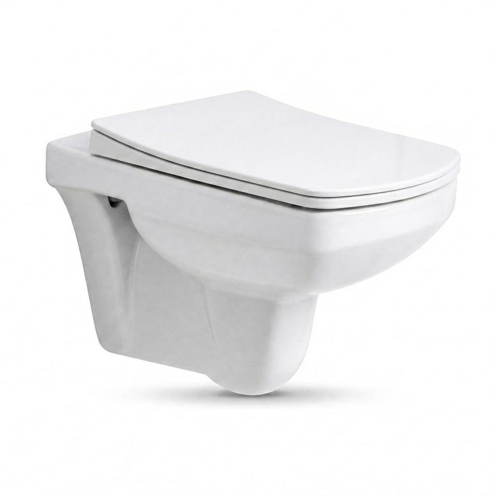 Quarter Bath Gideros Asma  Klozet , Delikli,PP kapak Dahil -2 parça set , Beyaz | QRS.36.01.03.01