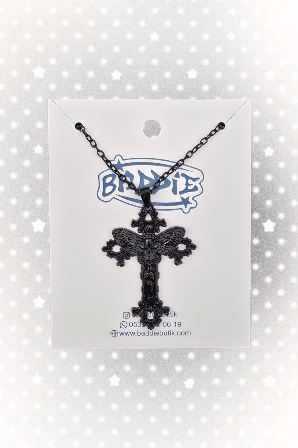 Black Skull Cross Y2K Kolye