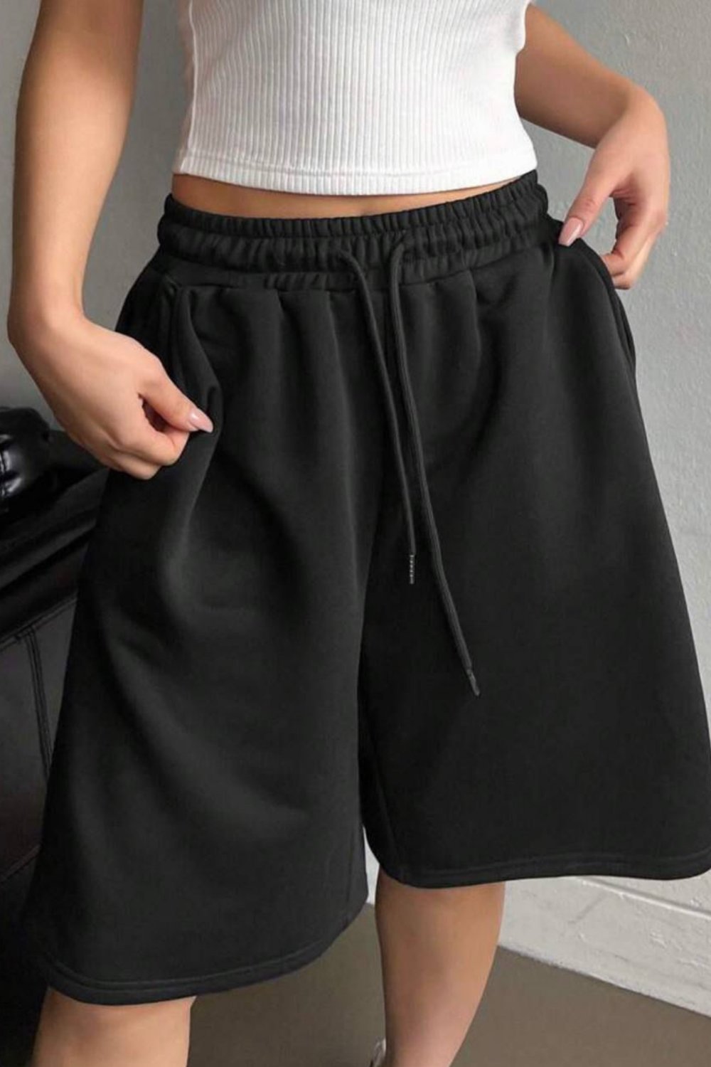 Siyah Elas Basic Carpi Short