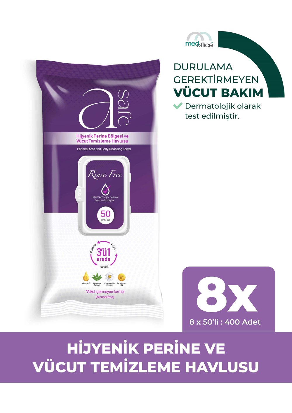 A-Safe Hijyenik Perine Ve Vücut Temizleme Havlusu x 8 adet