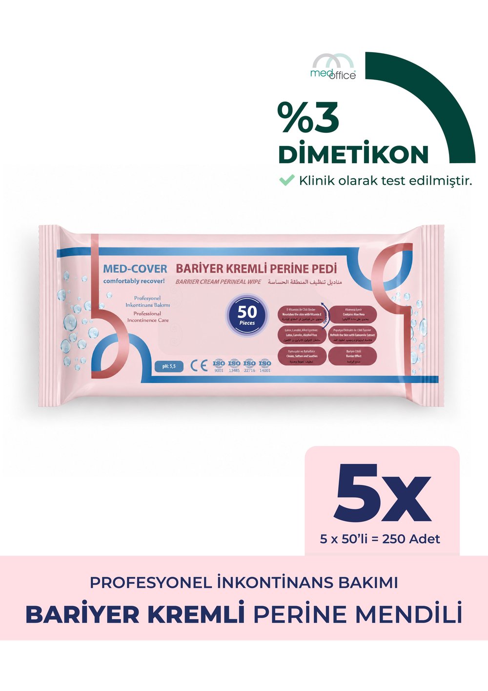 Bariyer Kremli Perine Bölgesi Temizleme Pedi/mendili 50li - 5 Adet