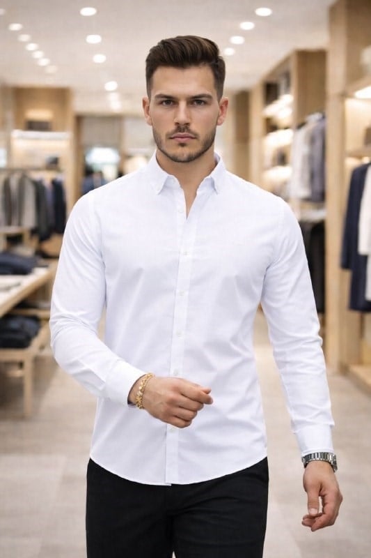 Modern Fit Klasik Beyaz Gömlek