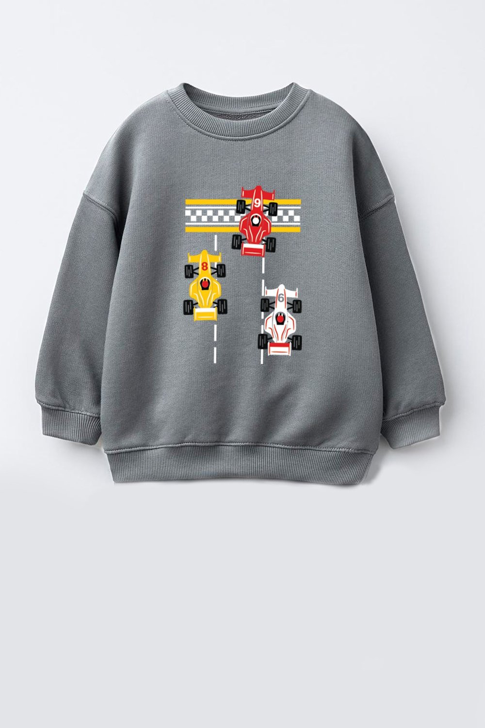 Erkek Çocuk 3 İplik Kumaş Araba Baskılı Pamuklu Sweatshirt