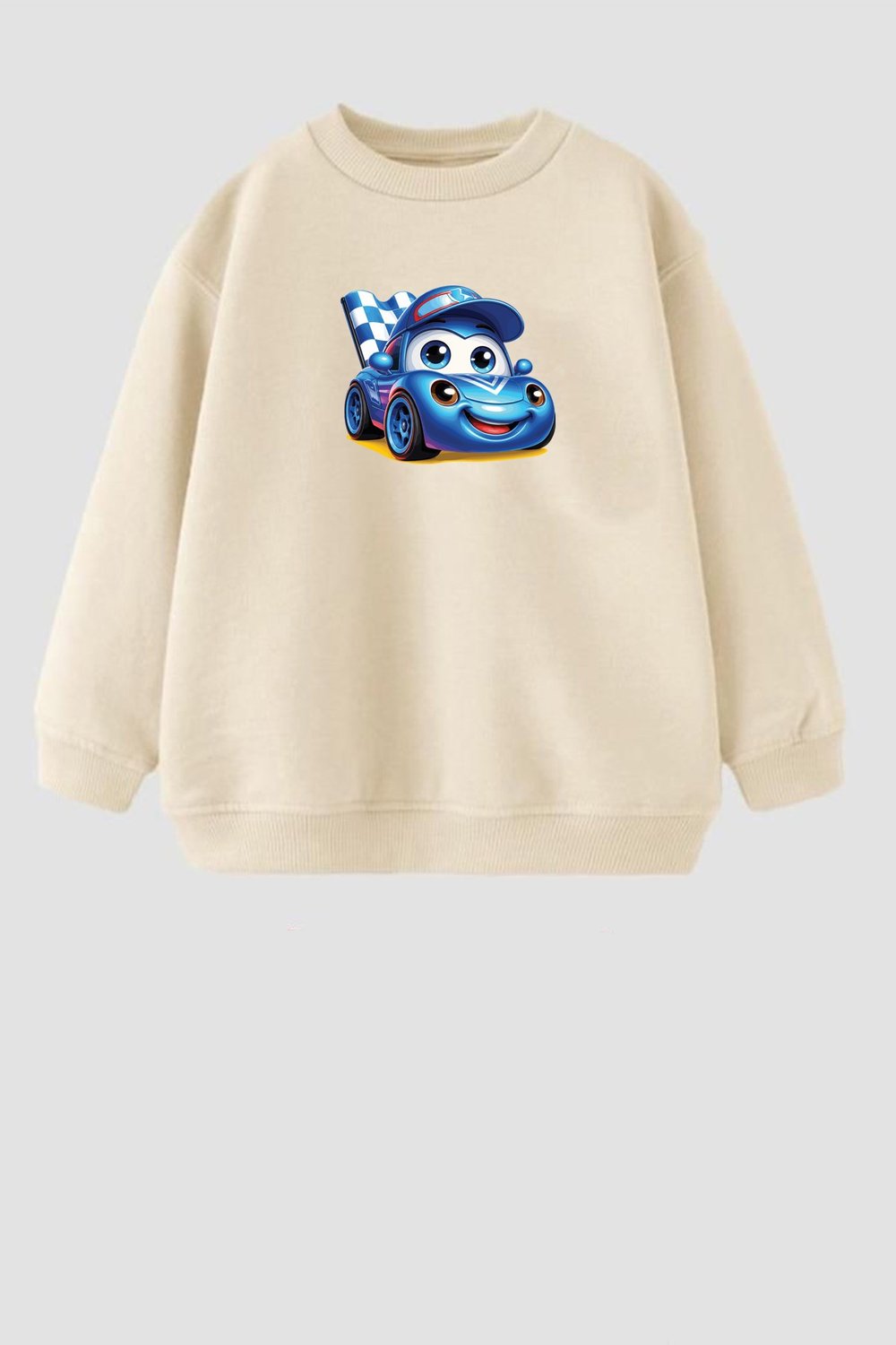 Erkek Çocuk 3 İplik Kumaş Araba Baskılı Pamuklu Sweatshirt