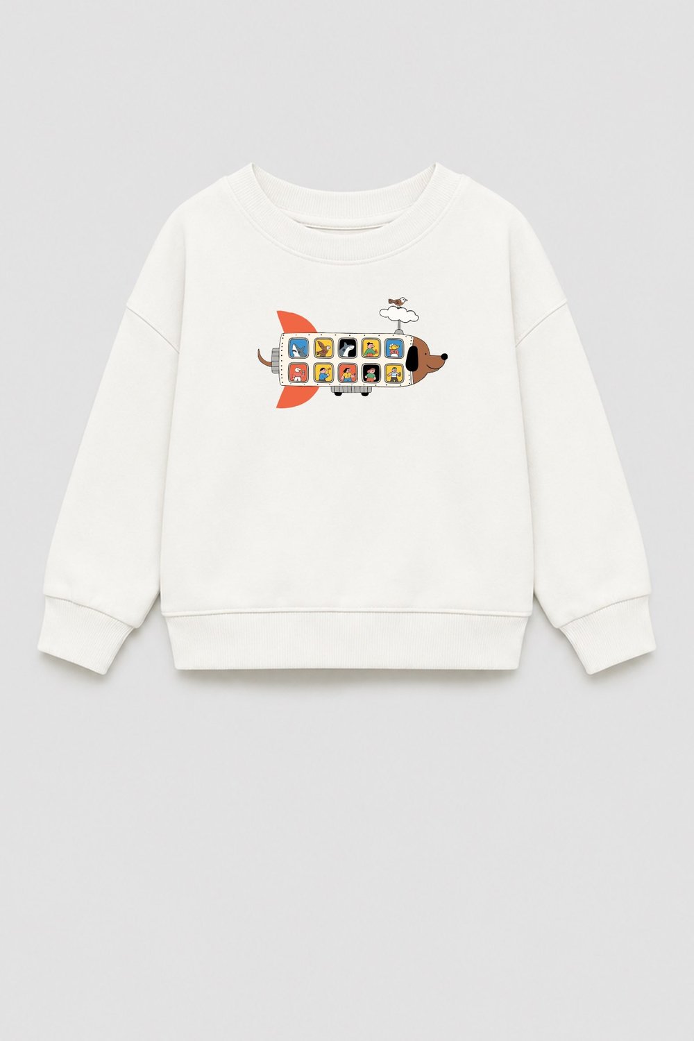 Erkek Çocuk 3 İplik Kumaş Pamuklu Uçak Baskılı Sweatshirt