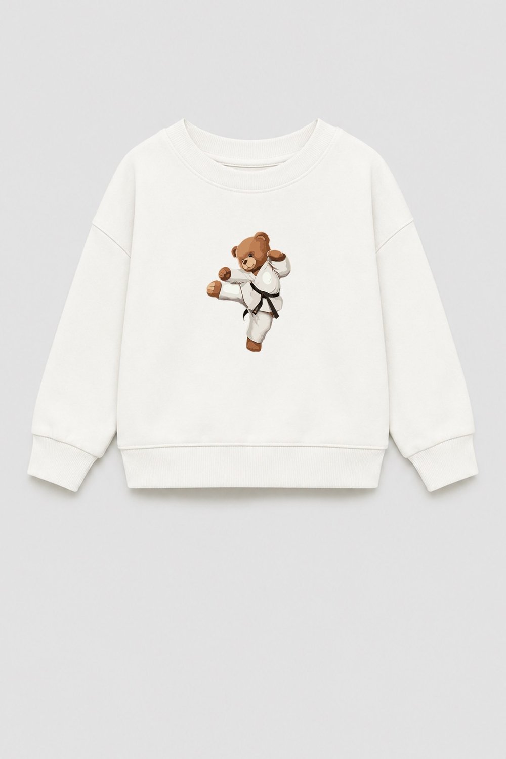 Erkek Çocuk Ayıcık Baskılı 3 İplik Kumaş Pamuklu Sweatshirt