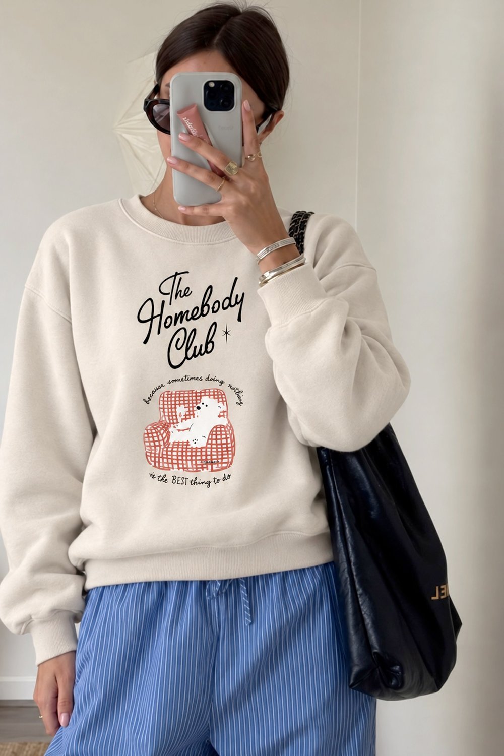 Kadın Premium Kumaş 3 İplik Şardonlu Ayıcık Baskılı Sweatshirt