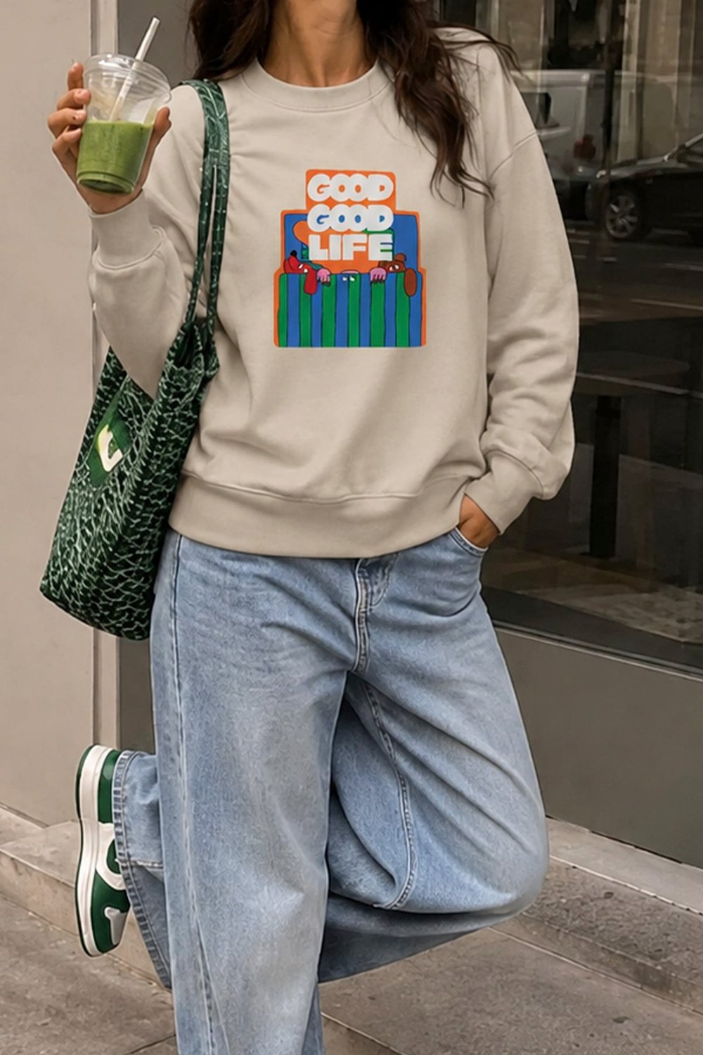 Kadın Premium Kumaş 3 İplik Şardonlu Baskılı Sweatshirt