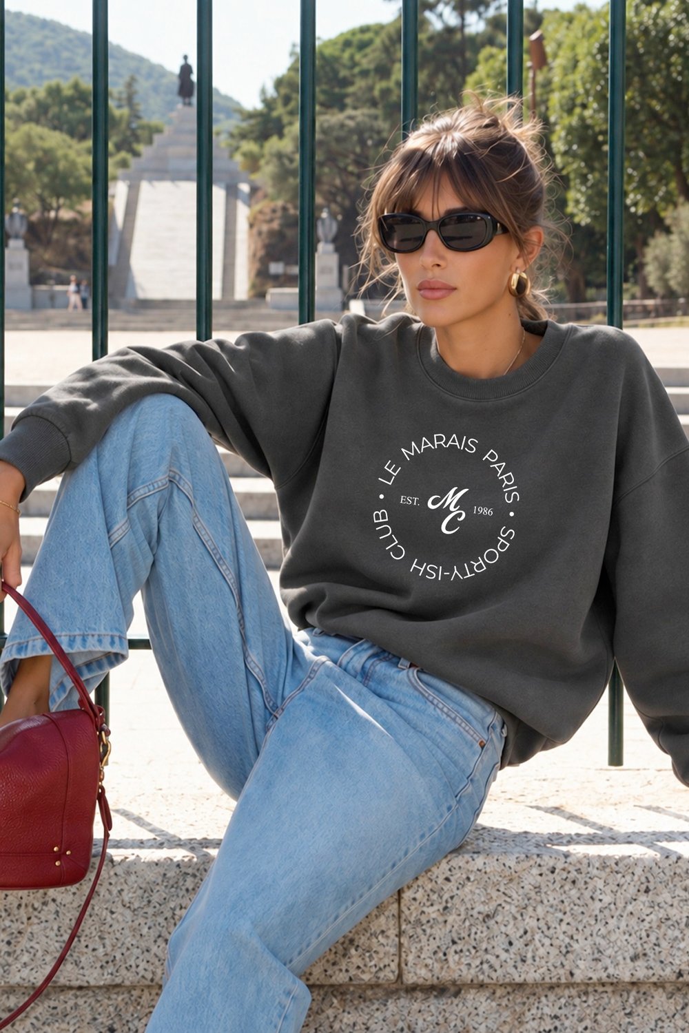 Kadın Premium Kumaş 3 İplik Şardonlu Baskılı Sweatshirt