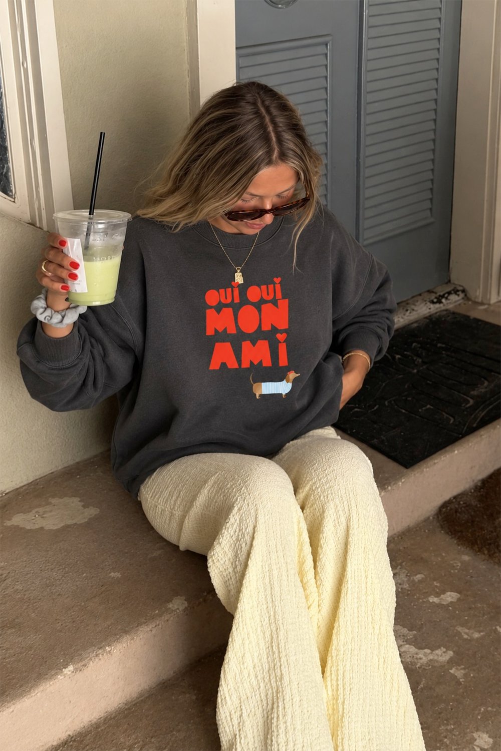 Kadın Premium Kumaş 3 İplik Şardonlu Yazı Baskılı Sweatshirt