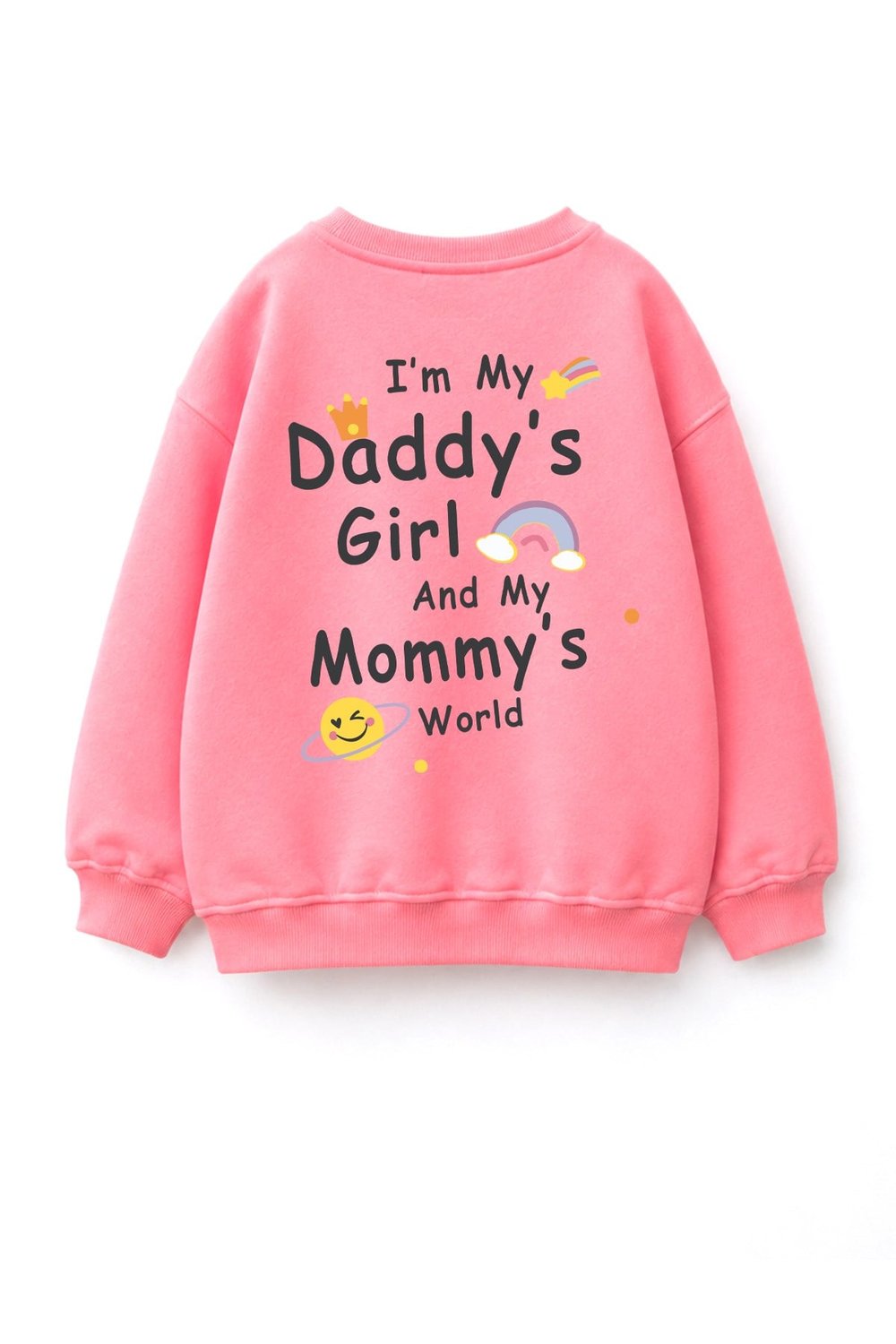 Kız Çocuk 3 İplik Kumaş  Pamuklu Sırt Baskılı Sweatshirt