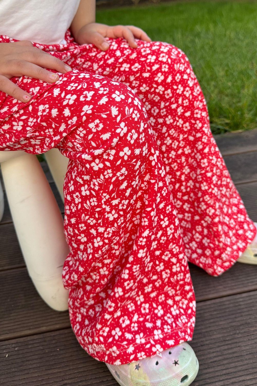 Kız Çocuk Crinkle (Krinkıl) Kumaş Kumaş Geniş Paça Rahat Pantolon