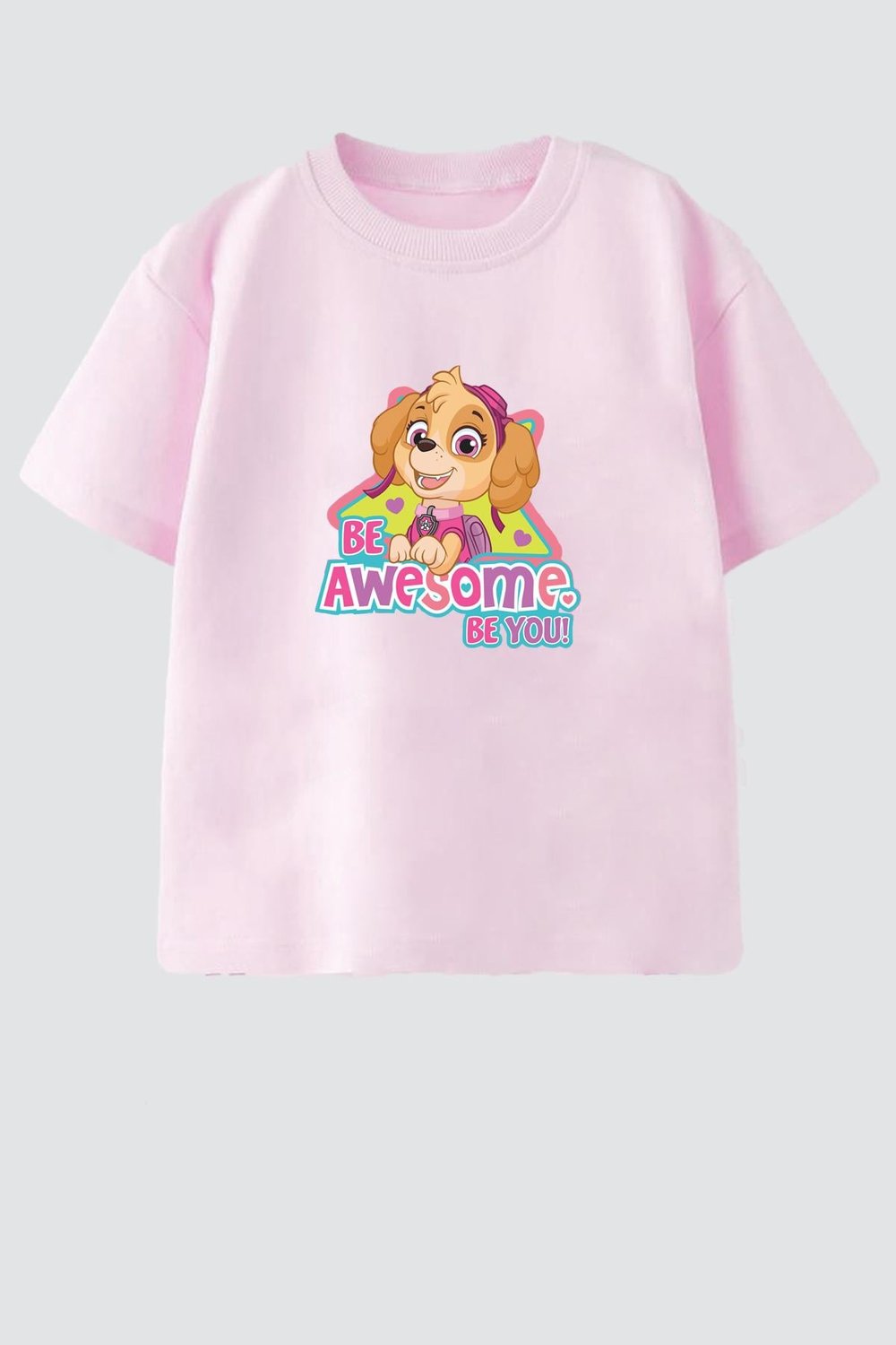 Kız Çocuk Pamuklu Bisiklet Yaka Baskılı T-Shirt