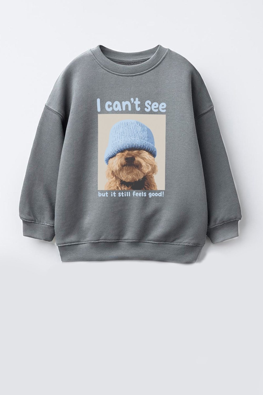 Unisex Çocuk 3 İplik Kumaş Köpek Baskılı Pamuklu Sweatshirt
