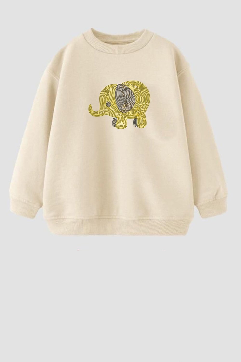 Unisex Çocuk 3 İplik Kumaş  Pamuklu Fil Baskılı Sweatshirt