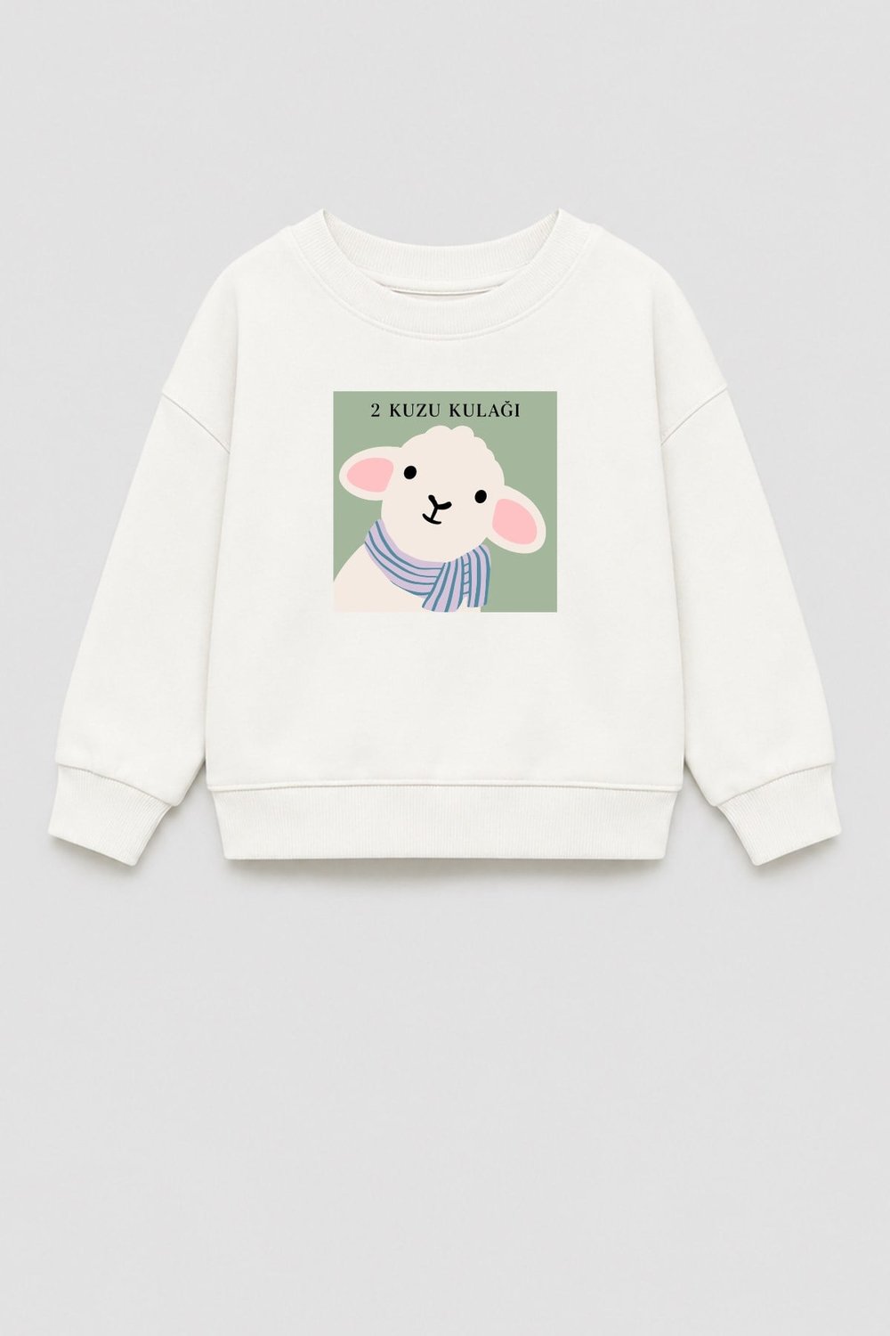 Unisex Çocuk 3 İplik Kumaş Pamuklu Kuzu Kulağı Baskılı Sweatshirt