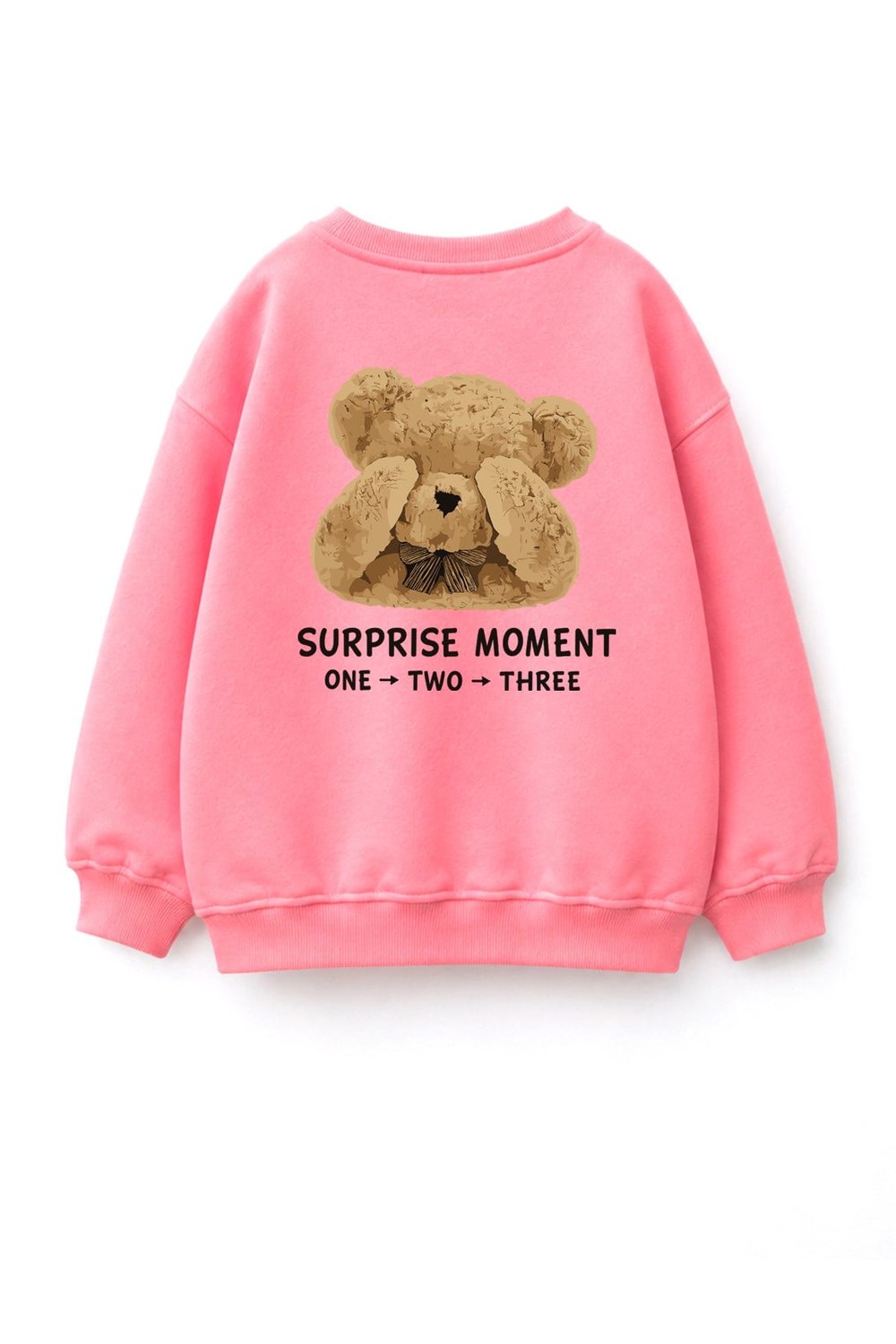 Unisex Çocuk 3 İplik Kumaş  Pamuklu Sırtı Ayıcık Baskılı Sweatshirt