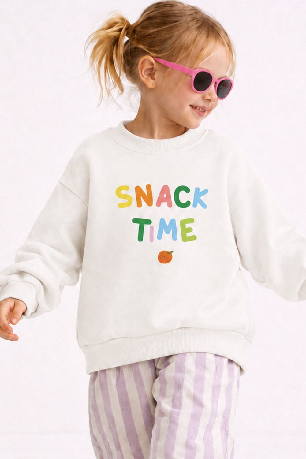 Unisex Çocuk 3 İplik Kumaş Pamuklu Slogan Baskılı Sweatshirt