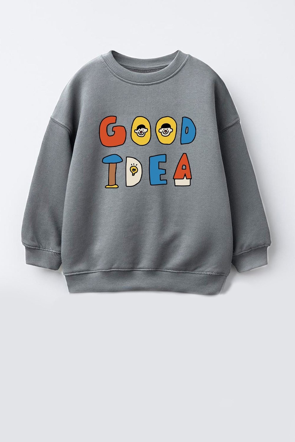 Unisex Çocuk 3 İplik Kumaş Slogan Baskılı Pamuklu Sweatshirt