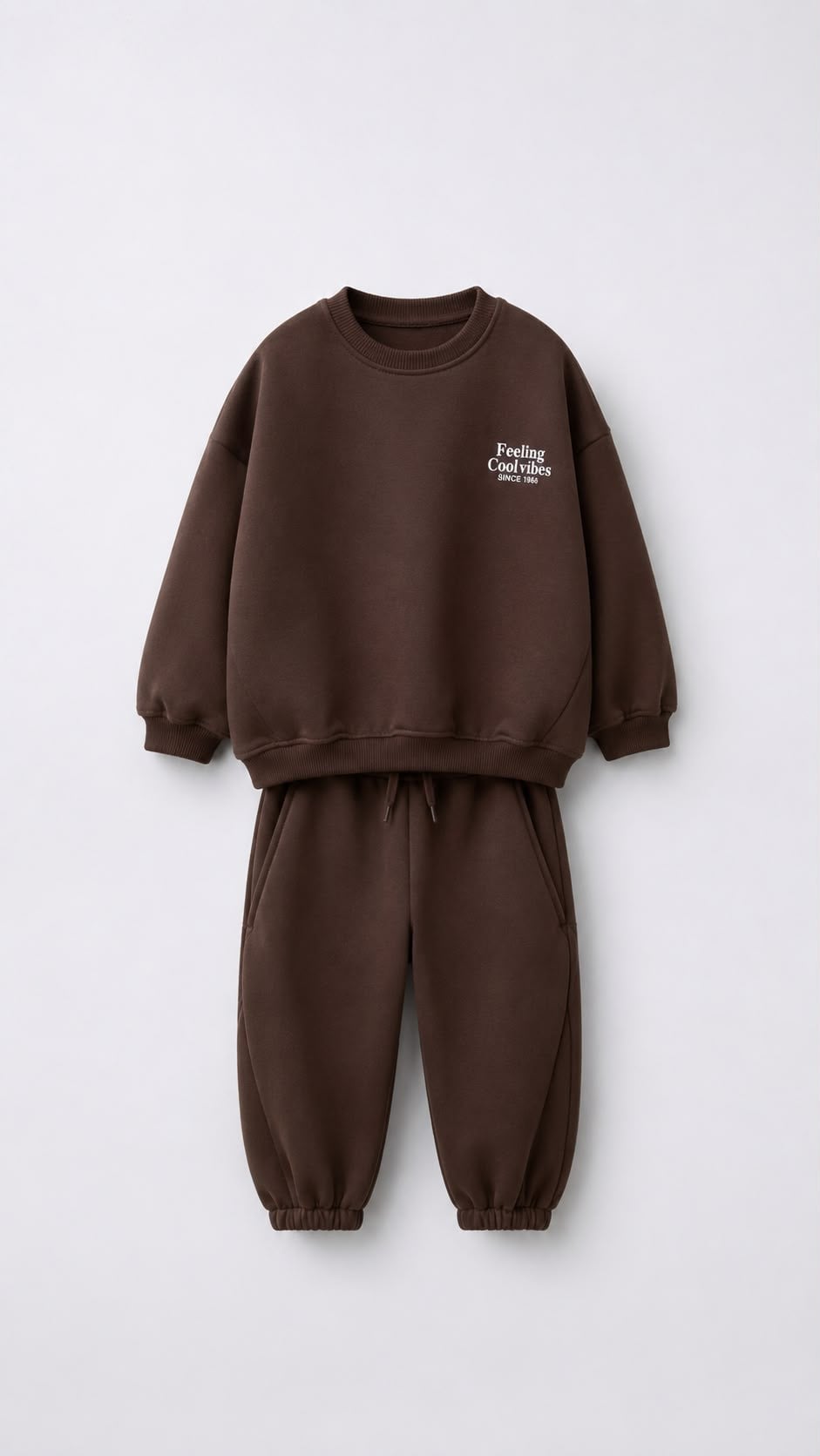 Unisex Çocuk Basic Yazı Detaylı 3 İplik Kumaş Eşofman Takım
